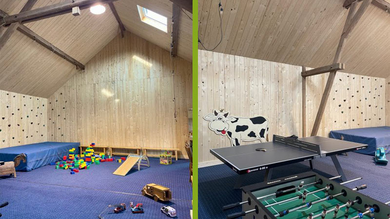 Spielscheune für schlechtes Wetter im Bauernhofurlaub